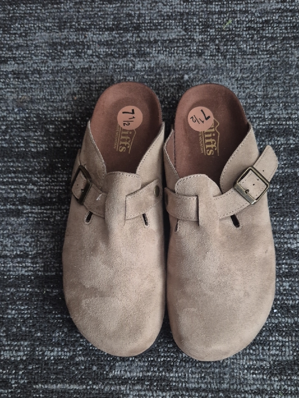 White Mountain Kids Suede Slip-On Clogs in Taupe, NWT